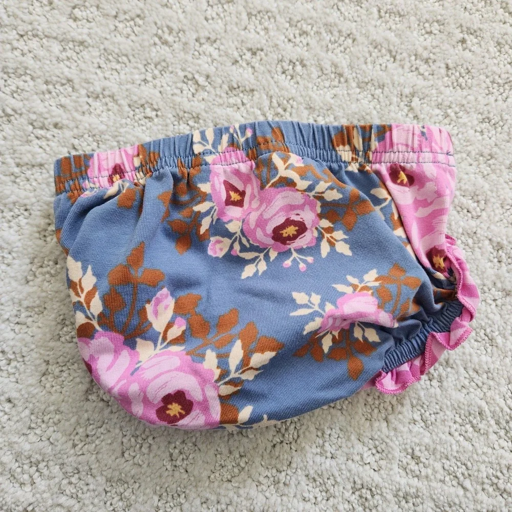 Matilda Jane Baby Girls‎ Blue Pink Floral Ruffle Diaper Cover Bloomer 6-12M